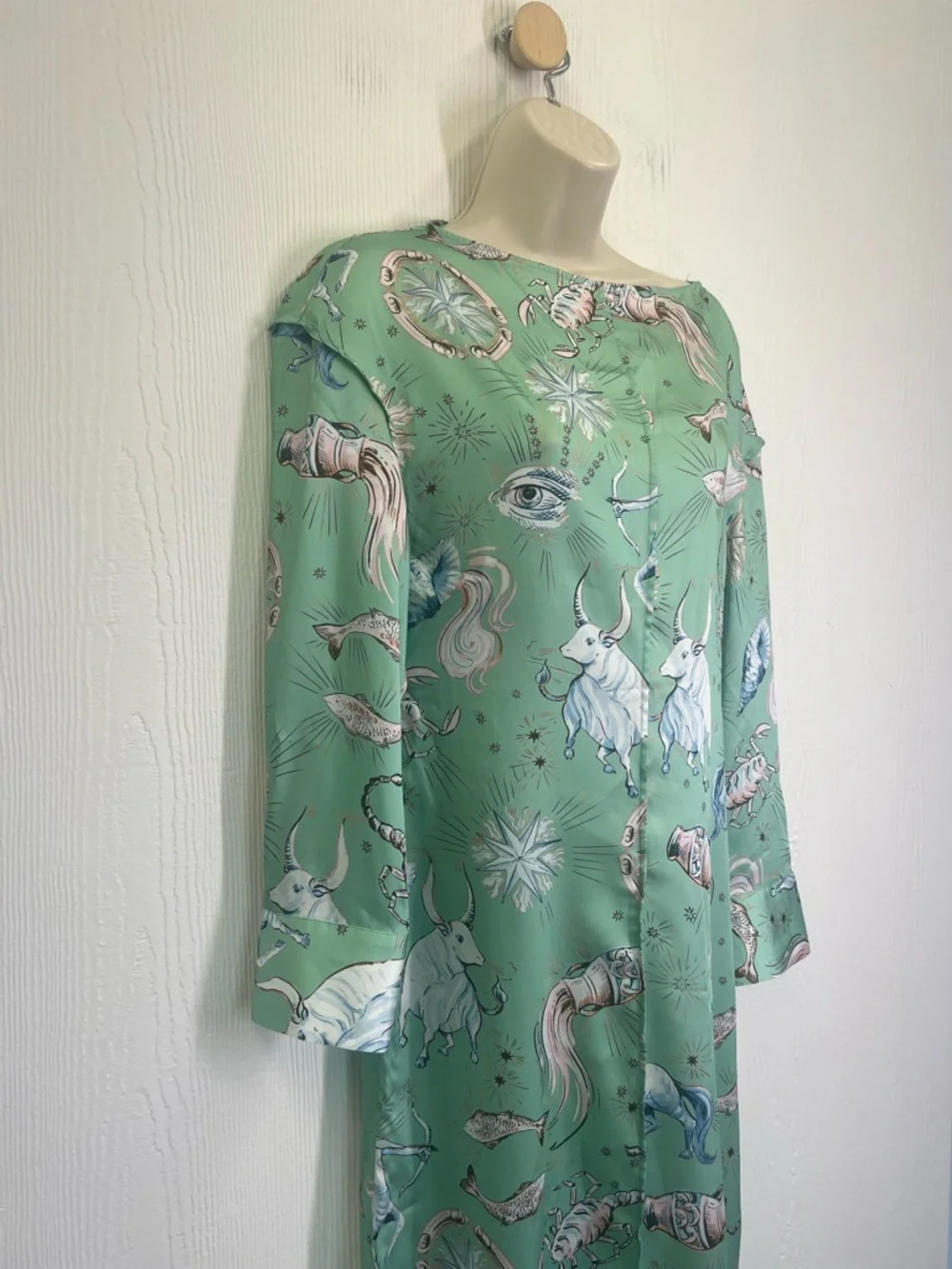 Zara - NWT Limited Edition Zodiac Mint Green Long Sleeve Midi Dress Size XS - Picture 4 of 12